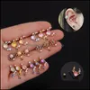 Dangle Chandelier Colorf Zircon Ear Studs Earrings Cz Cartilage Rose Gold Stud Helix Earring With Ball Back Body Piercing Jewelry Dh0Hb