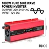 Pure Sine Wave Inverter 12 فولت إلى 240 فولت محول طاقة السيارة العاكس طاقة مستمرة 1000 وات يدعم مقبس USB وشاشة LCD