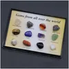 Konst och hantverk 12 typer av naturlig kristall mini -samling GEM Mineral Rock Standard presentlåda Lärande prover Novelparti present Dhjdn