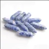 Pietre Preziose Sciolte All'ingrosso 30X8Mm Pilastro Esagonale Reiki Chakra Sodalite Pietra Naturale Nessun Foro Perline Ciondolo Fai Da Te Artigianato Gioielli Dh8Cz