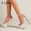 Sandals Liyke Crystal Show Stripper Clear Shoes Women 2022 Platforms High Heels Sandals Female Transparent Sexy Wedding Stiletto Size 41 T221209