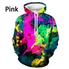 Sudaderas con capucha masculina 3D impresa casual de manga larga capucha para hombres con capucha para hombres con tinta goteando colorido calle punk hip hop sudadera