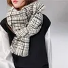 Scarves Simplicity Women Winter Scarf Warm Knitted Classic Plaid Imitation Cashmere Soft