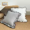 Pillow Home Decor Cotton Ruffles Cover Sofa Decorative White Grey Princess Throw Case Pillowsham 45x45