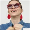 女性のためのチャームソフトPUレザーイヤリングファッション織りパターン夏の楕円形のイヤリングボヘミアンスタイルのウォータードロップジュエリードロップ配達otsdi