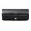 Hela-Newest Selling Practical Cases Black 3 Grids PVC Leather Wrist Watch Case Clamshell-smycken lagring Display BO295X