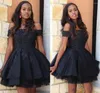 Party Dresses Yiminpwp Black Short Homecoming Off Shoulder Mini Applicies spetsar upp Kvinnor Cocktailkl￤nningar f￶r Sweet 15