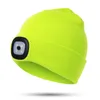 Cycling Caps LED Lighted Beanie Rechargeable 4 Headlamp Hat Knitted Winter