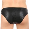 Underpants Mens Faux Leather Sexy Underwear Briefs Snake Skin Ultra Thin U Convex Low Waist Male Soft Wet Look Panties