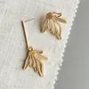 Stud Earrings Asymmetric Flower For Women Korean Gold Tone Statement Fashion Jewelry Summer Europe Y2k Accessories