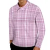 Polo's voor heren plaid print poloshirt dagelijkse kleurrijke geruite casual lange mouw kraagstraatstijl-patroon oversize t-shirts