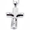 Pendant Necklaces AMUMIU Jesus Silver Color Stainless Steel Cross Necklace Chain Men's Women's Jewelry HP256B