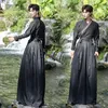 Etnische kleding Mannen Oude Chinese Hanfu Cross-Collar borduurwerk volkswerkprestaties Cosplay Cosplay Kostuum Oriental Black Swordsman Outfit