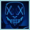 Maschere per feste Maschera di Halloween Led Light Up Incandescente Divertente The Purge Election Year Festival Forniture per costumi cosplay Coser Face Homefavor Dhp3Q