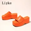 Sandálias Liyke Punk Open Toe Platform High Heels Beac Feminino Verão Laranja Verde Cunhas Sapatos Para Mulheres Sandálias Flip Flops T221209