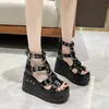 Hoch Reißverschluss Sommer Frauen Gothic Stylish Plattform Keile Punk Street Frauen Sandalen Fischschuhe Frau T221209 692