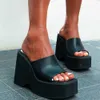 43 Summer Size Big Black White Chunky Heeled Mules High Heels Leisure Trendy Platform Wedges Sandals Shoes For Women 202 9ff2