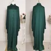 Roupas étnicas kaftan dubai feminino abaya moda hijab vestido muçulmano islâmico túnica de manga de morcego caftan marocain femme service de culto