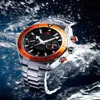 Neue Ocean Automatic Herren-Mechanik Sea Black Dial Orange Lünette Uhren Herren Stasinless Floding Bucklet238B