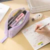 Angoo Cream Color Pillow Pencil Bag Pen Case Waterproof Nylon Material Handle Storage Pouch for Stationery School A7163