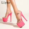 Sandaler Liyke Fashion Open Toe Platform High Heels Sandaler Kvinnor PVC Transparent Ankel Strap Ladies Summer Party Pole Dance Shoes Pumps T221209