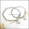 Charm-Armbänder, Paar-Armband, personalisierbar, Edelstahl, Herz, Stern, rund, individuell graviert, Namensinitialen, Mädchen, Freundschaft, personalisierbar, Otnxq