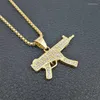 Pendant Necklaces Hip Hop Rhinestones Paved Bling Iced Out Stainless Steel CS GO Gun Pendants For Men Rapper Jewelry Drop