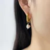 Boucles d'oreilles créoles en perles d'eau douce françaises pour femmes et filles, accessoires circulaires en acier inoxydable