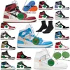 off UNC Chicago Lost Found 1 أحذية كرة سلة Pine Green OG Homage Jumpman High university أزرق أسود أبيض ولدت براءة اختراع الرجال مصمم أحذية رياضية المدربين الرياضية