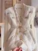 Women's v-neck with belt sashes rhinestone beading cotton padded vest coat SML