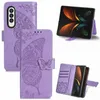 Wallet telefoonhoesjes voor Samsung Galaxy Z vouw 4 3 Big Butterfly Embossing TPU PU Leer Flip Stand Cover Case met kaartslots