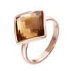 Bröllopsringar Ociki Rose Gold Color Square Brown Crystal Engagement Ring for Women Girls Drop Wholesale Gift Italina