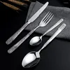 Dijkartikelen sets 4 stks/set bestek set Home Tableware roestvrijstalen messen lepel vork zilverwerk flatware druppel