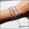 Bracelets à breloques Tennis Chaîne Bracelet Hommes Hanche Étincelant Cubic Zircon Cz Cuivre Matériel Or Sier Couleur Boîte Fermoir Femmes Drop Deliv Otlpq