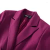 女子2ピースパンツハイエンドプロフェッショナルスーツ女性秋の紫色の赤い気質ファッション長袖スリムブレザーとオフィスレディース