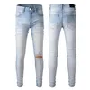 Designer jeans European rock revial jean embroidery holes ripped pattern fashion brand vintage straight slim jeans patched pants w233b