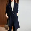 Pantaloni a due pezzi da donna 2022 Autunno formale da donna Blazer lungo fucsia Abiti da lavoro da donna con set Abbigliamento da lavoro Uniforme da ufficio di grandi dimensioni