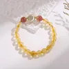 Braccialetti con ciondoli Gioielli di topazio di lusso Fatti a mano in pietra naturale per donne Ragazze adolescenti Perline Catenaria a mano Colore giallo luna