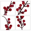 Decorative Flowers 12pcs Berry Branches Red Stems Artificial Christmas Decoration Fake