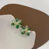 Dos Boucles D'oreilles 2022 Élégant Luxueux Fleur Clip Sur Non Percé Pour Les Femmes Vert Cristal Pétale Boucle D'oreille Bijoux Cadeaux