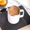 12oz Sublimation DIY leere Becher Kaffeetasse Auto Tasse Fahrt Doppelwand Insalted Vakuumtrinkwasser Tumbler mit Griff und Dichtungsdeckel