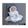 Souvenirs Bébé Fille Tenue P Ographie Props Crochet Né Tenues Vêtements Pour Bébés 036 Mois Vêtements Blanc Dentelle Princesse Robe De Mariage Dhsbw