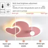 Luzes de teto Lâmpada LED Lustre moderno acrílico criativo em forma de coração com controle remoto Bedroom Decorative Light