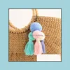 Keychains Bedanyards Bohemian Tassel Pingente Chain Chain Handmade Ball Acessórios Mulheres Pompom Creative Pompom Bag Kichain para Lady Y4 DHT9J