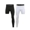 Calça masculino masculino camada base as calças de exercício de compressão que executa esportes apertados cortados uma perna de perne das pernas de basquete de futebol ioga dhrjx