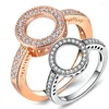 Bröllopsringar för alltid CZ Zircon Circle Round Finger For Women Rose Gold Silver Color Jewelry Valentine's Day