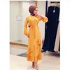 Roupas étnicas Robe árabe muçulmano Ruffle Big Sash Big Swing Vestido longo Ramadan Kaftan Hijab Abaya Dubai Turquia Caftan Marocain Islâmico