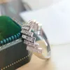 Anneaux de mariage Huitan luxe mode couleur argent pour les femmes Bling cubique zircone haute qualité dame bague déclaration bijoux