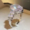 Обручальные кольца Caoshi Fashion Большой овальный кубический циркония обещание для женщин Высококачественная обручальная вечеринка украшения подарки на день рождения подарки