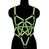 Gordels Pentagonal Crop Tops Goth Punk Black Leather Bra Harness Hollow Out Party Cosplay Clothing Halloween Aangepaste riemen vrouwen